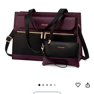 Purple and Black Women's Bag Set